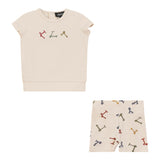 Scooter Tulip Printed Snap Front Elastic Waist Shorts and Top Two Piece Set