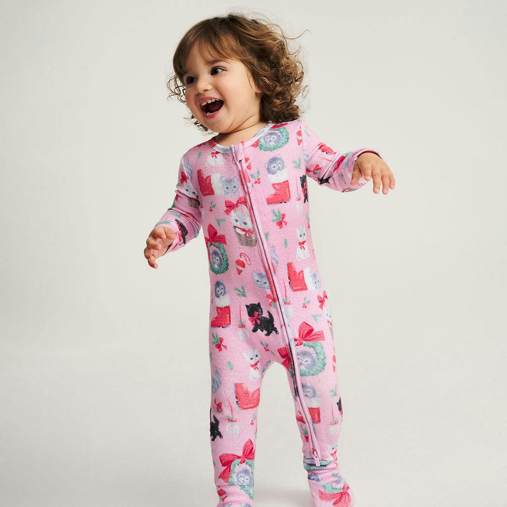 Meowy Christmas Brushed Pointelle Convertible One Piece