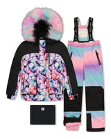 Two Piece Play Snowsuit Purple Floral Print with Gradient Pants