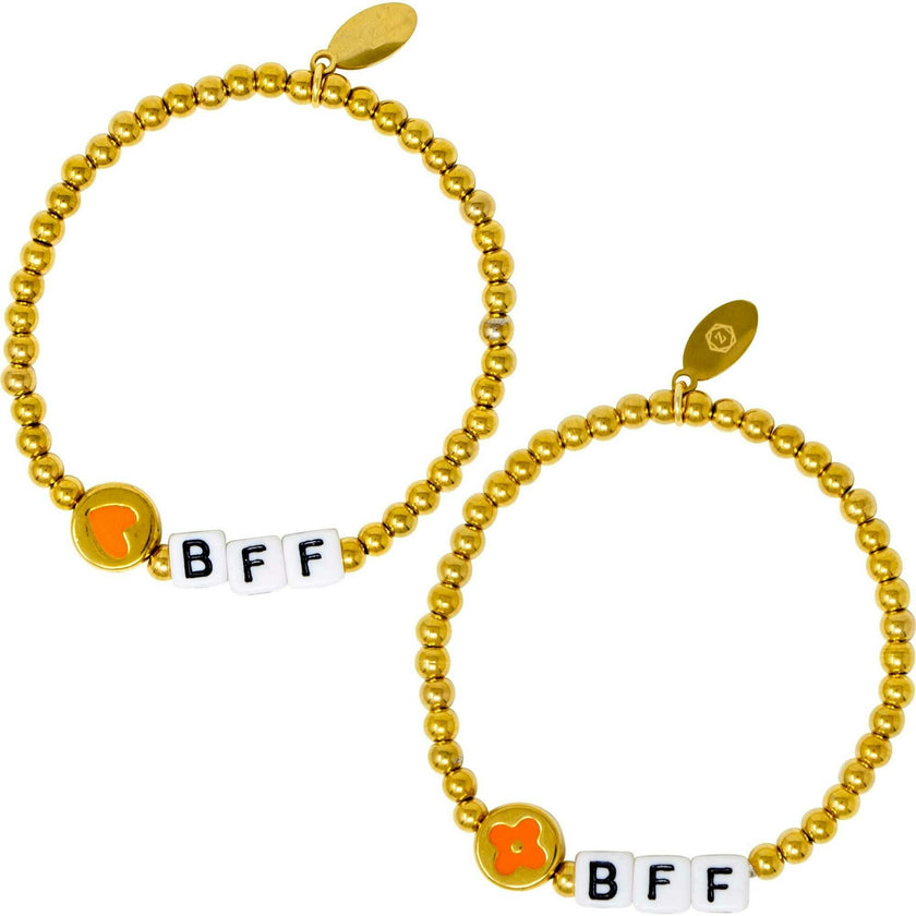 Girl's BFF / Heart Bead Bracelet Set