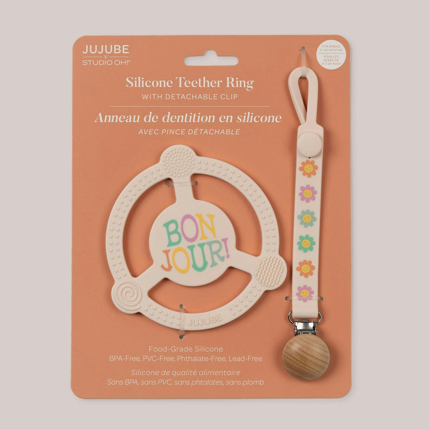 Studio Oh! Silicone Teether Ring With Detachable Clip