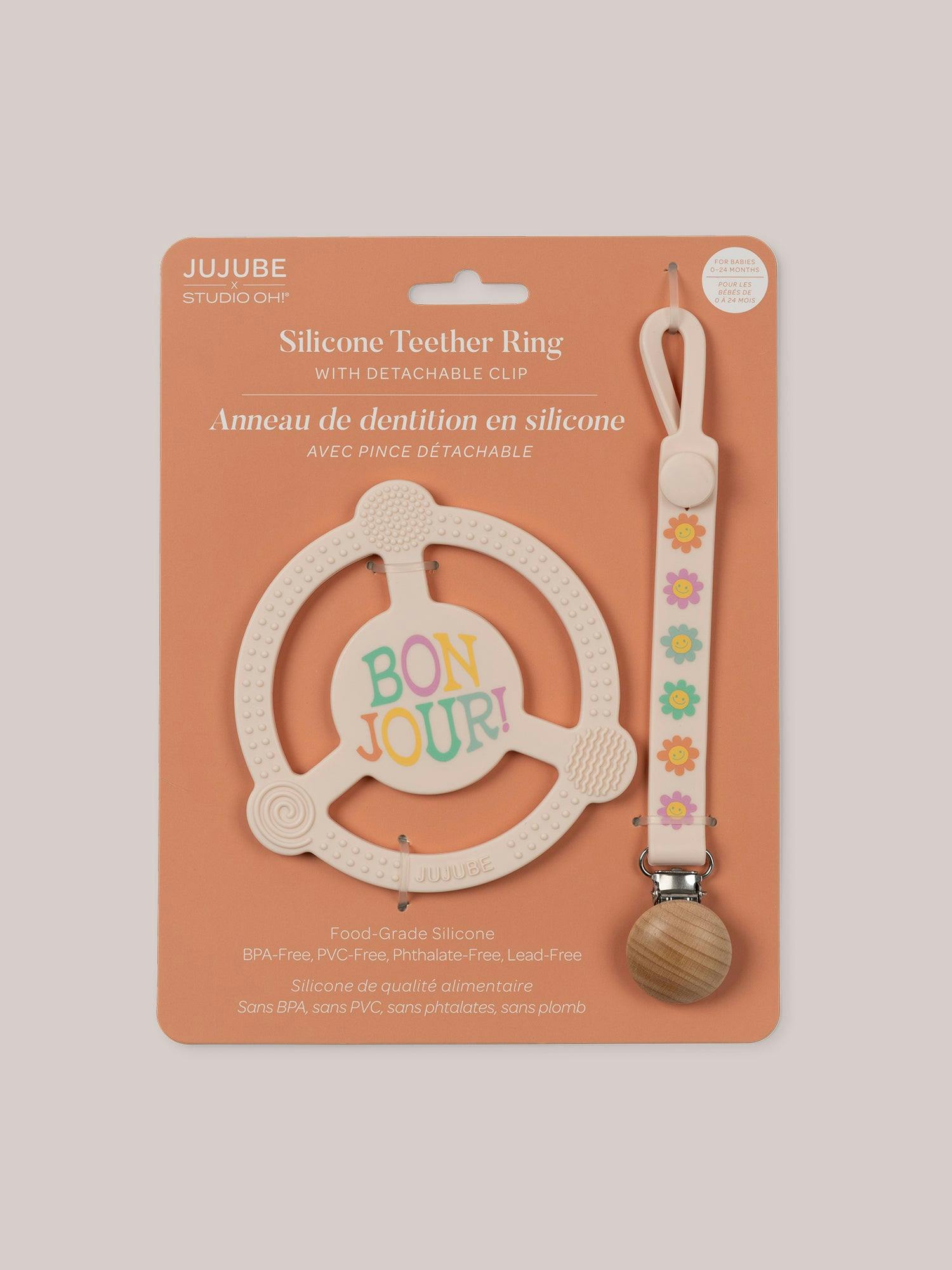 Studio Oh! Silicone Teether Ring With Detachable Clip