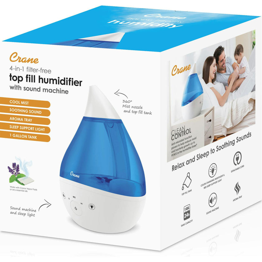 4 in 1 Top Fill 1 Gallon Cool Mist Humidifier Sound Machine