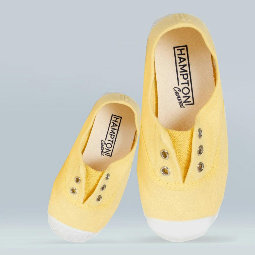 Hampton Canvas Plum Plimsolls in Lemon
