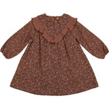 Closed Neck Floral Ruffle Dress