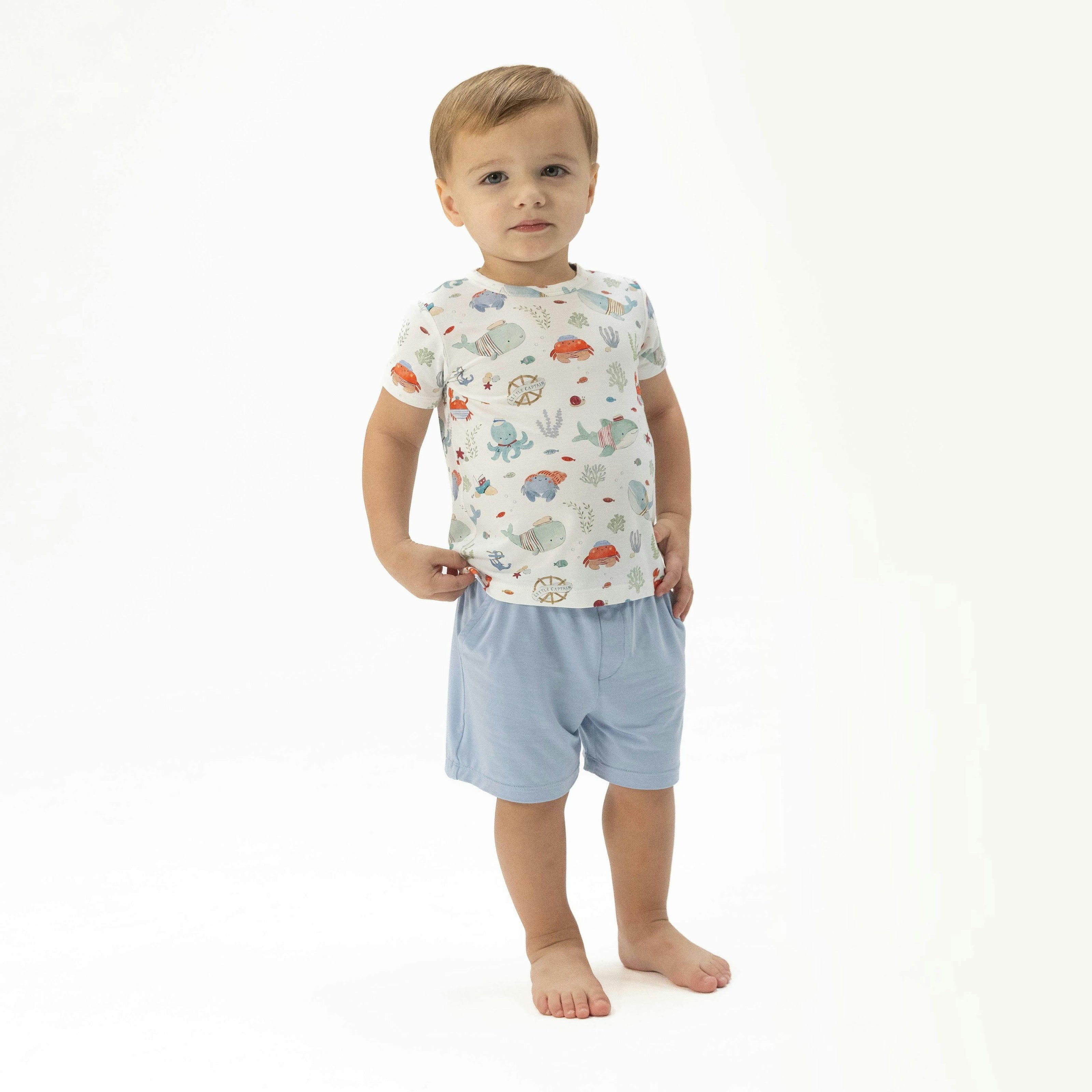 Sailor Sea Creatures - Crew Neck Tee with Casual Short