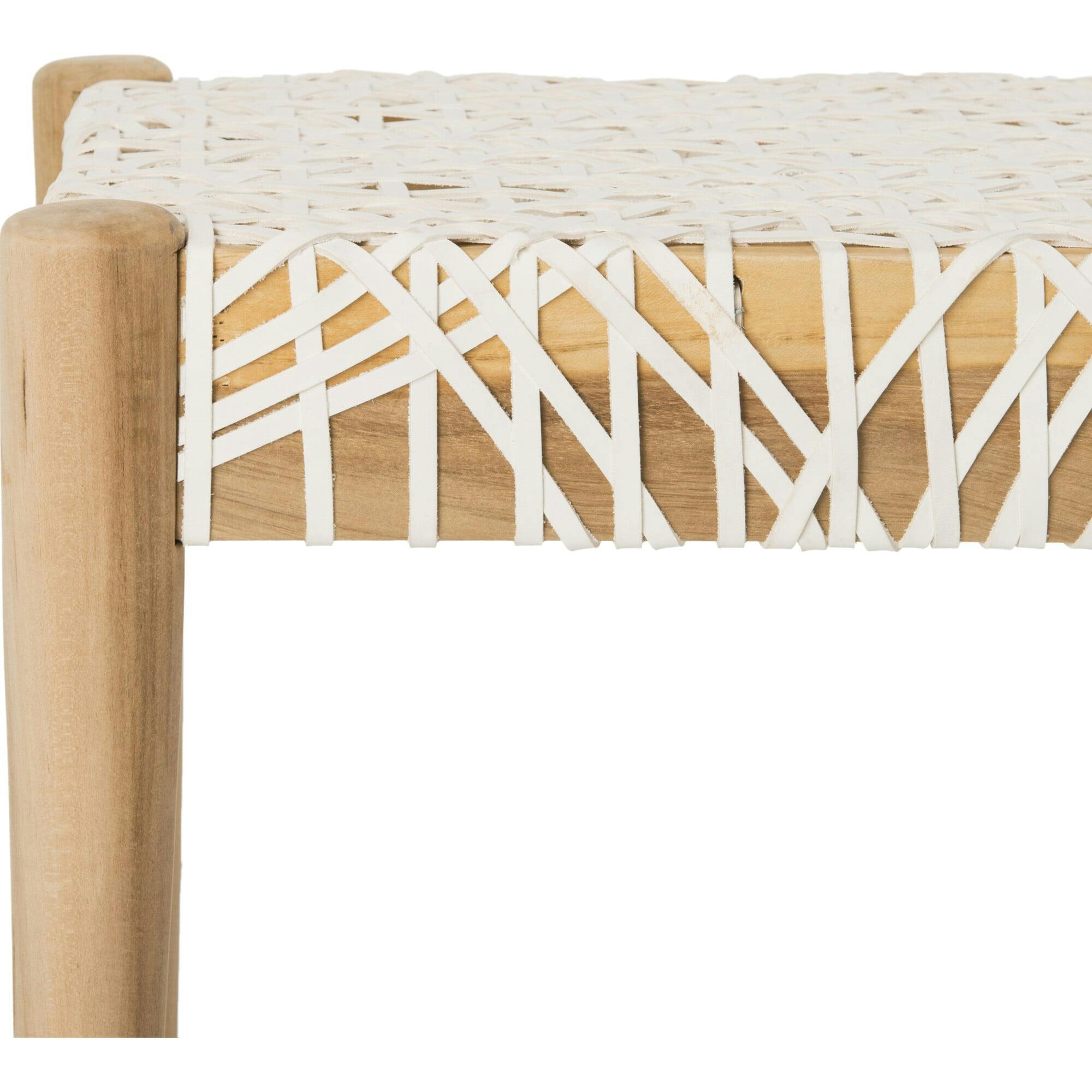 Bandelier Leather Weave Bench