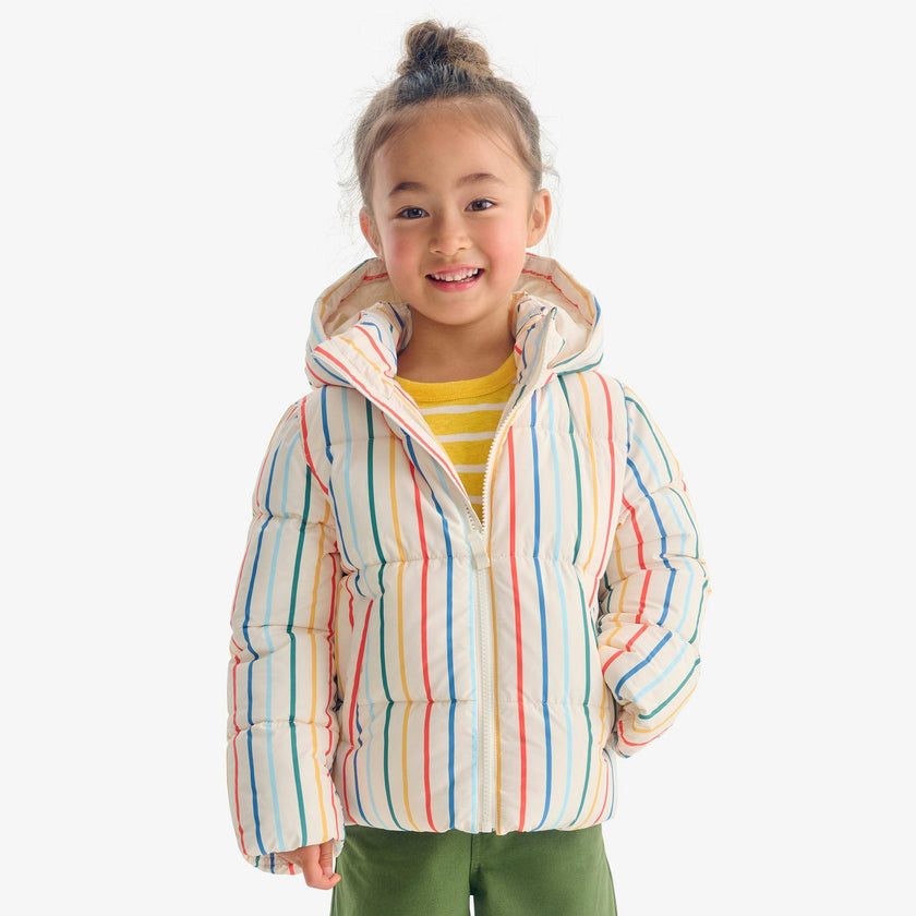 Kids stripe fleece-lined puffer jacket