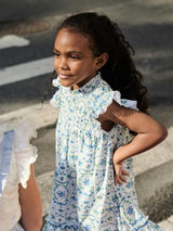 Nicky Hilton x La Coqueta Blue Bow Floral Lily-Grace Girl Empire Dress