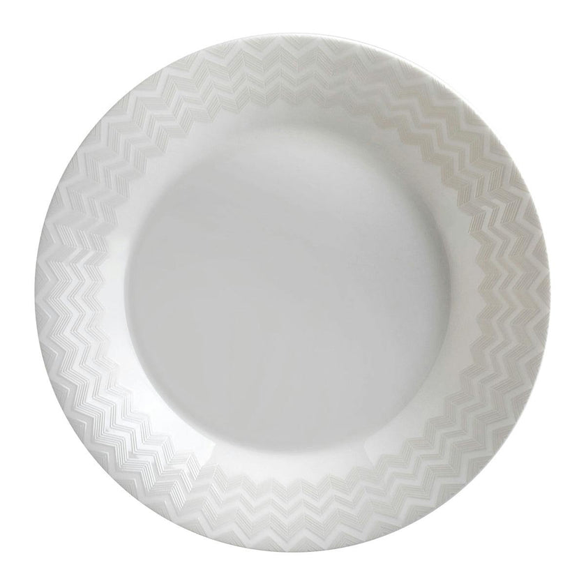 Soup Plates ZIG ZAG Set of 6  White diam. 8.5"