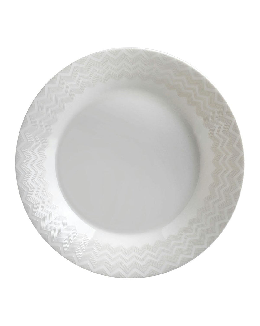 Soup Plates ZIG ZAG Set of 6  White diam. 8.5"