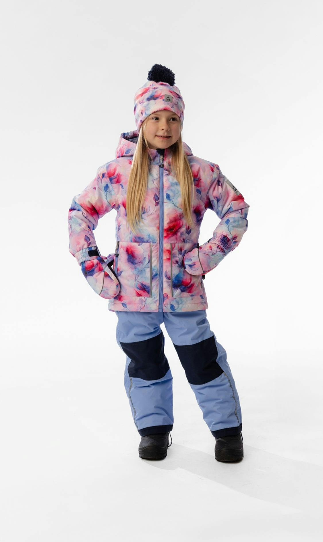 Light Weight Two Piece Chill Snowsuit Mauve Printed Flowers