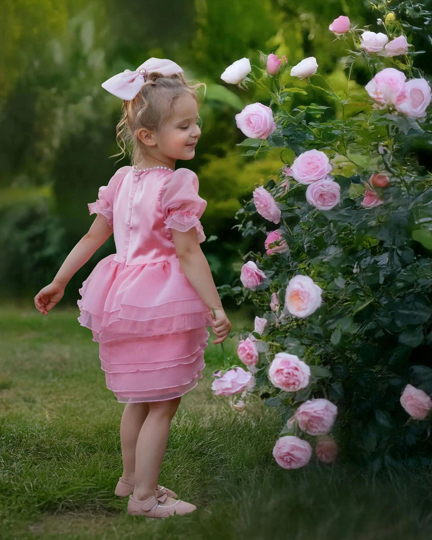 Blush Petal Princess Ruffle Pink Birthday Dress for Girls