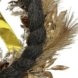 26" Gold Bow, Pinecone & Ornament Wreath Pre-Lit