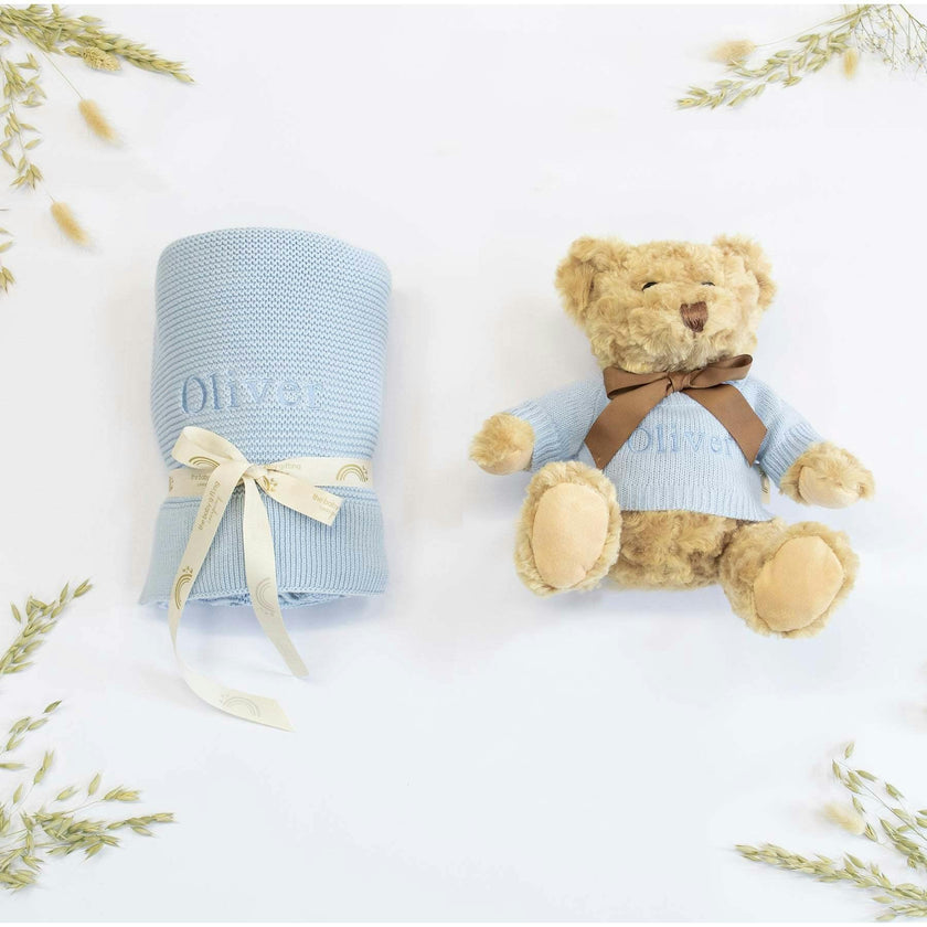 NEW BABY BLANKET AND TEDDY