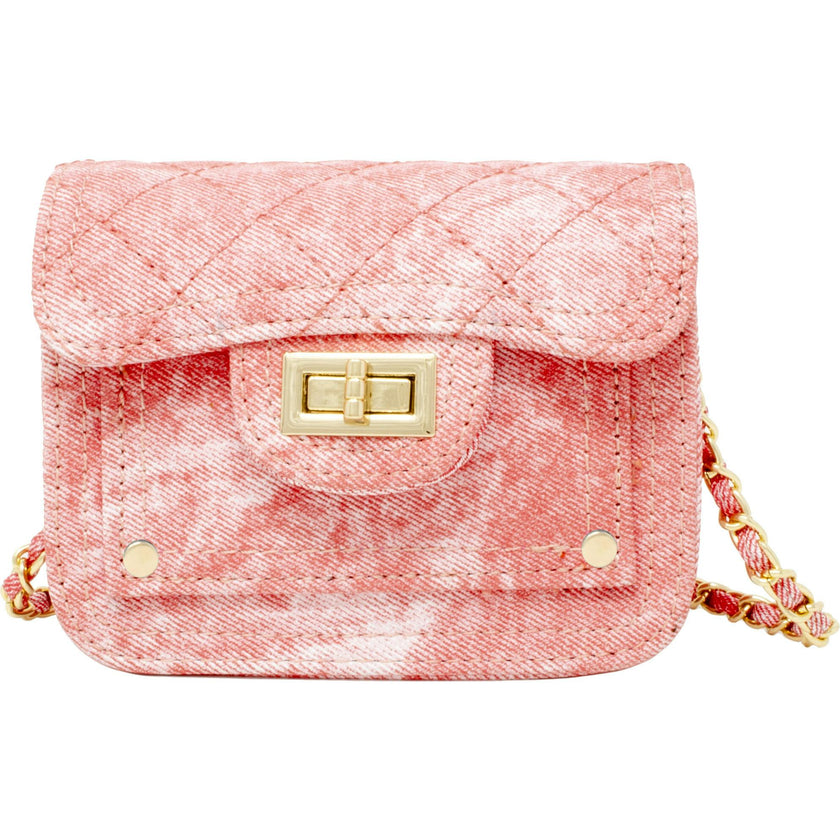 Tie-Dye Quilted Denim Handbag - Pink