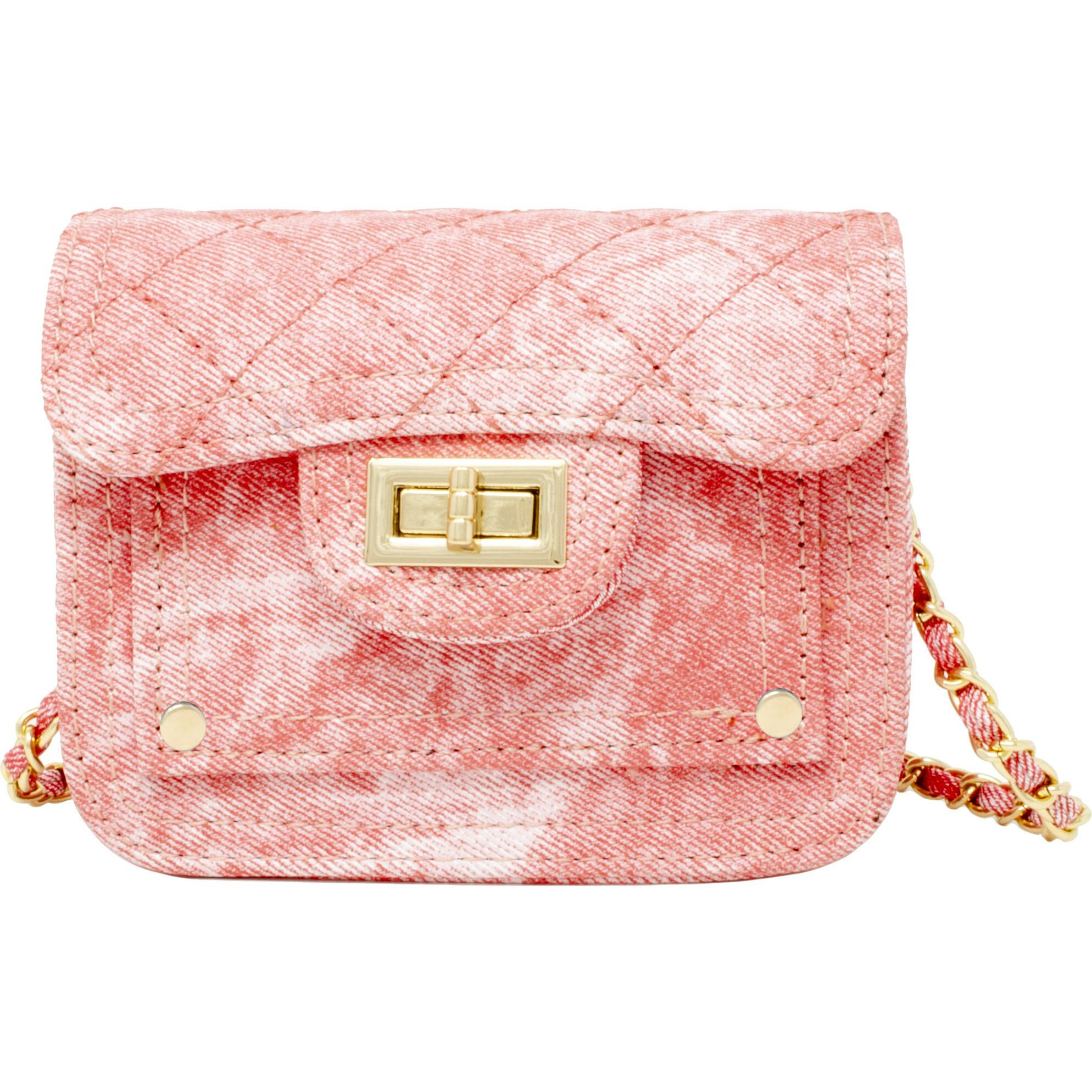 Tie-Dye Quilted Denim Handbag - Pink