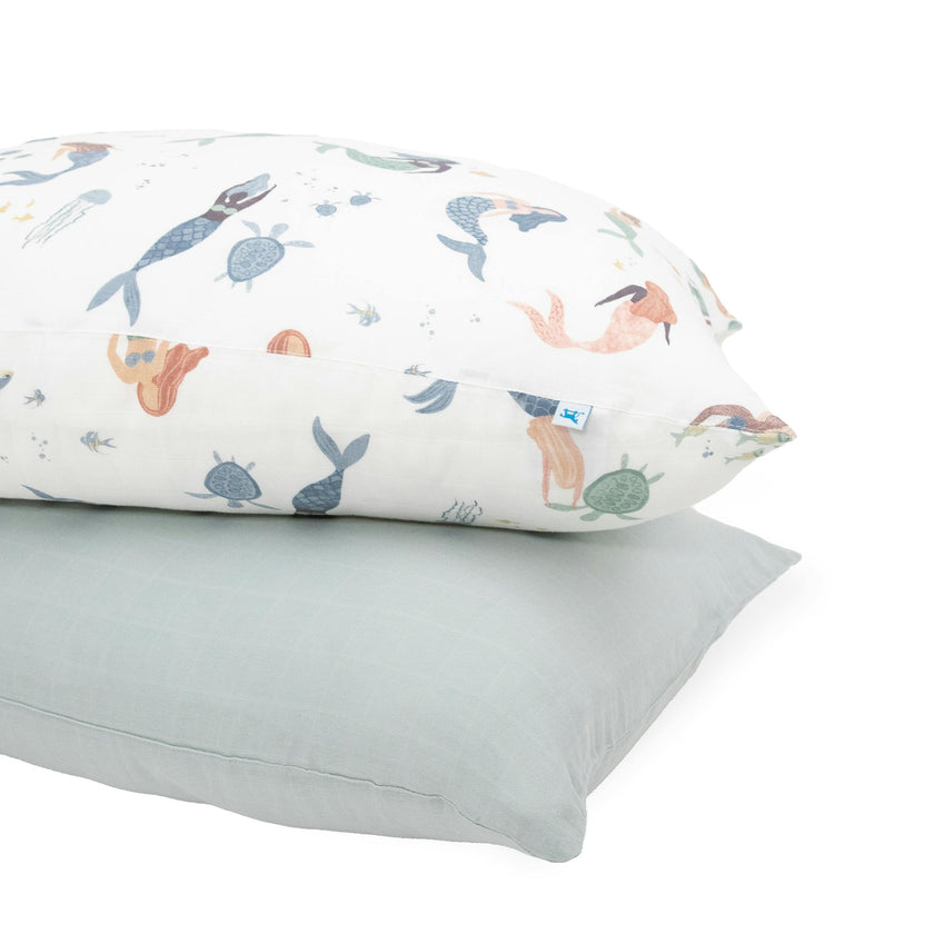 Cotton Muslin Pillowcase 2 Pack - Mermaid Party