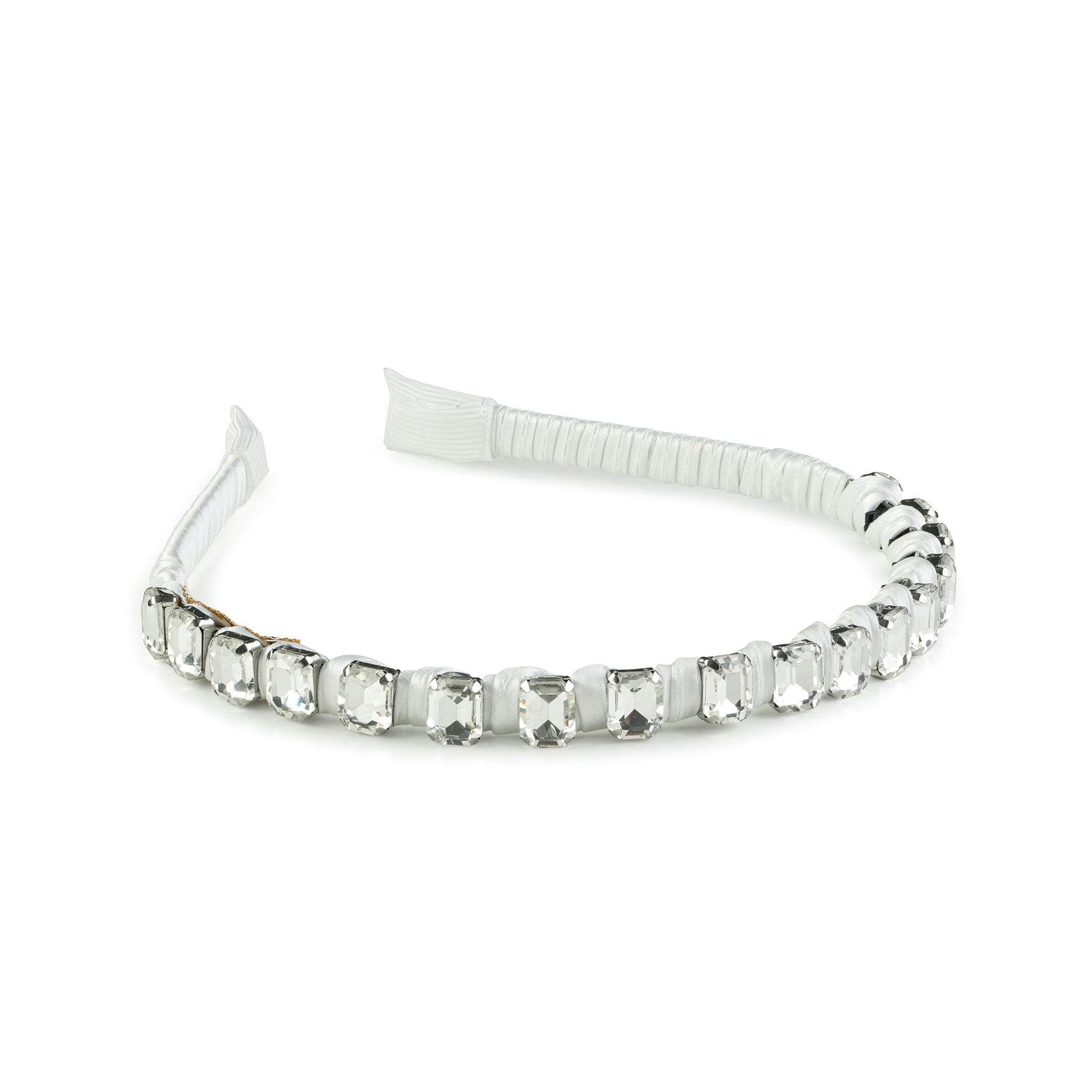 Halo Luxe Crystal Satin Headband - White