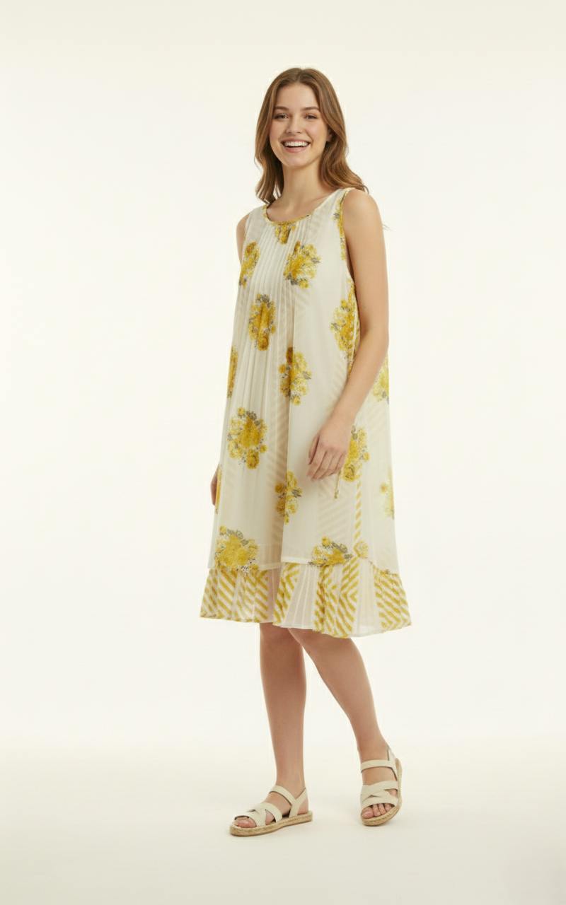 Lana Layered Dress Yellow — Cotton Girls and Women Dress | 0-13 Years and Women