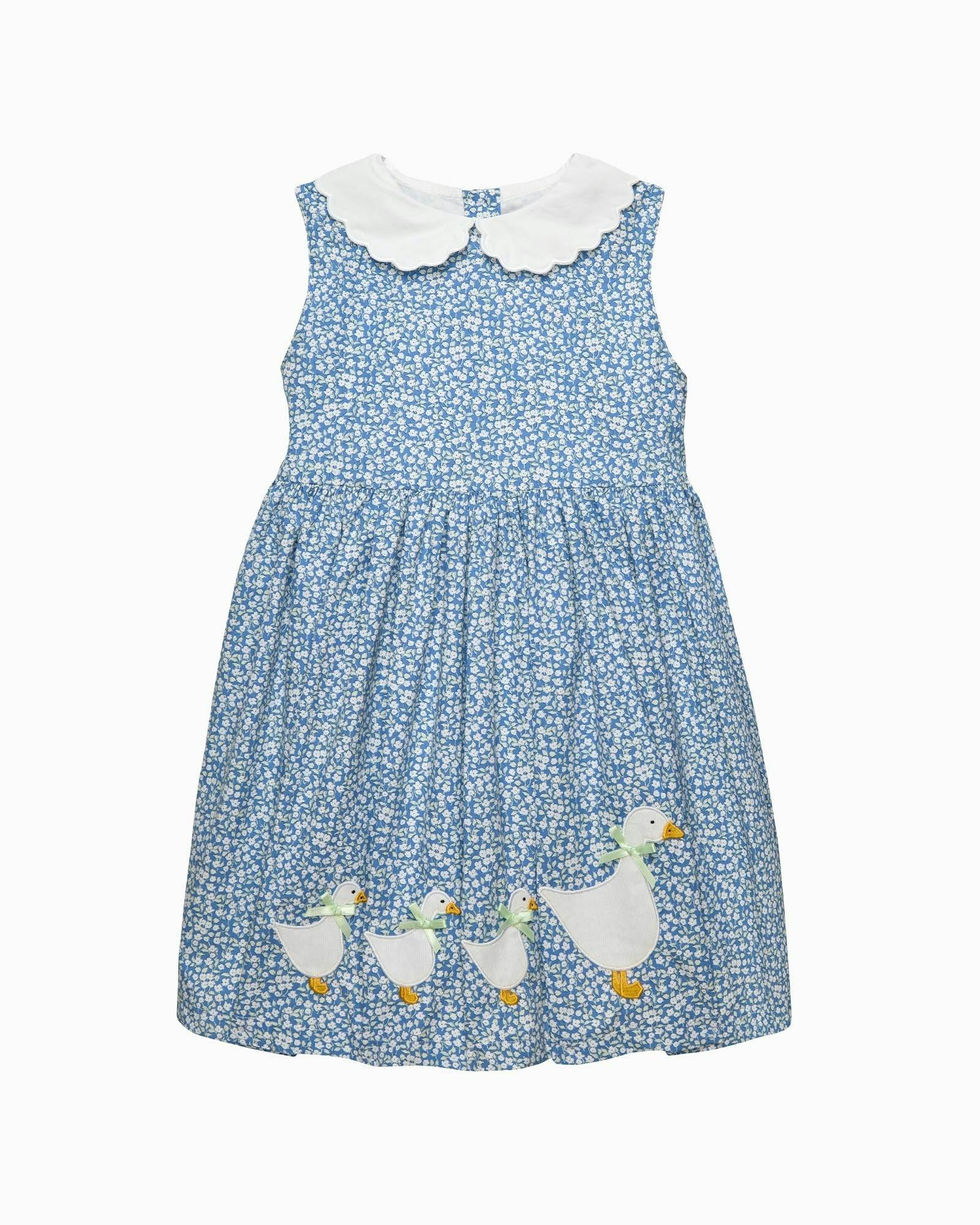 Petal Collar Duck Dress in Blue Floral