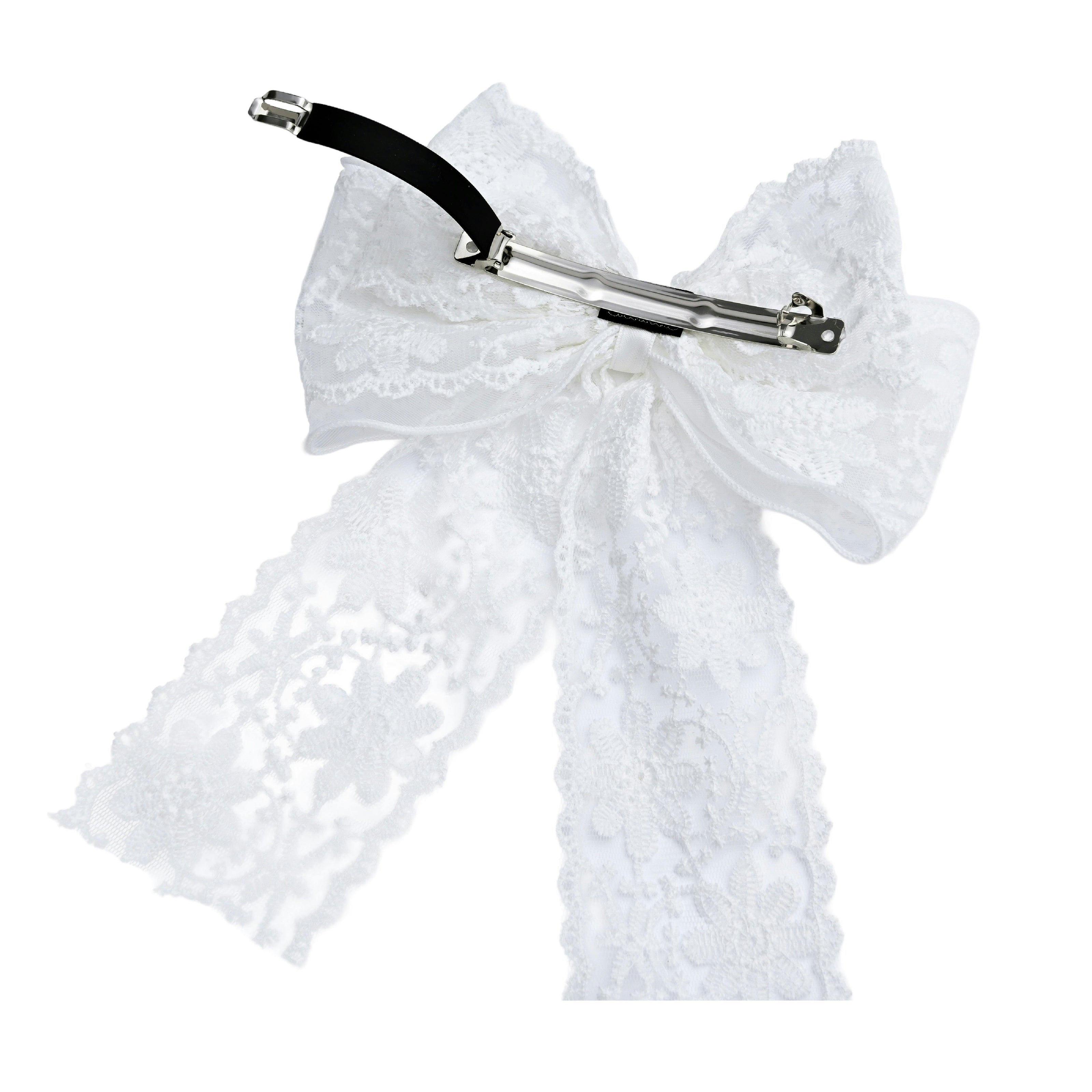 White Floral Lace Ribbon Hair Clip