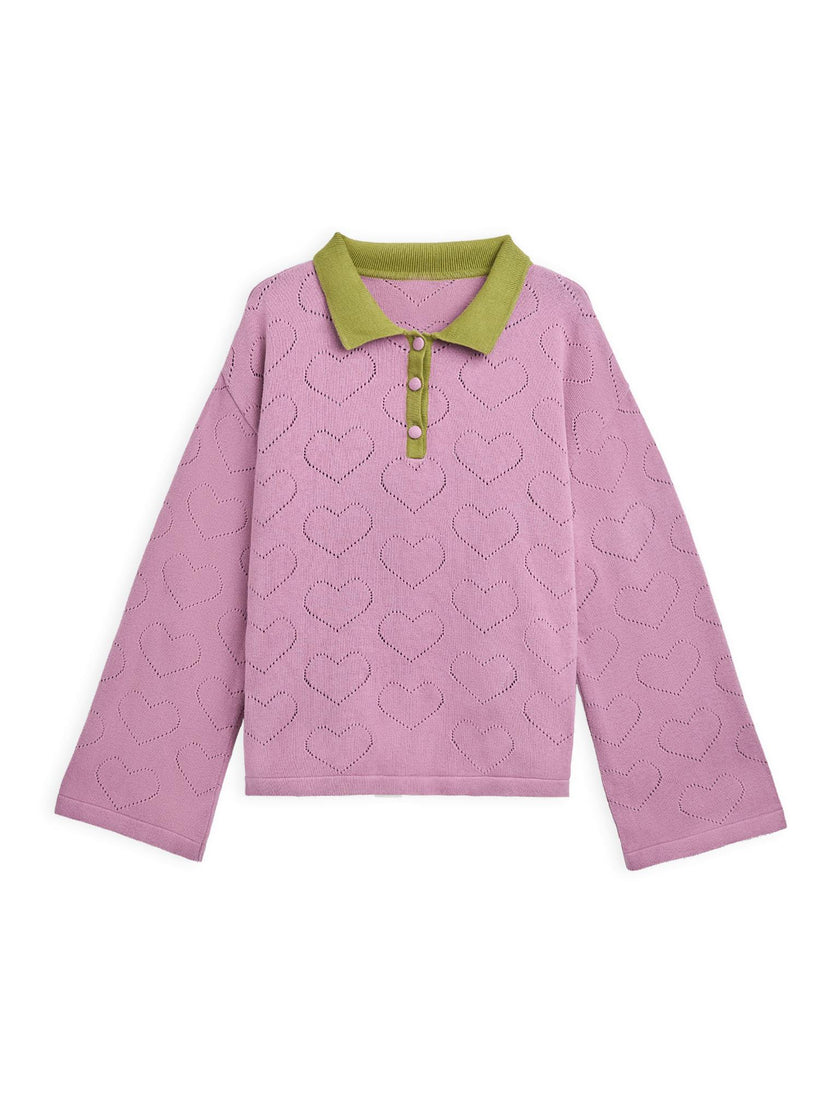 women's cotton sweater - blush hearts