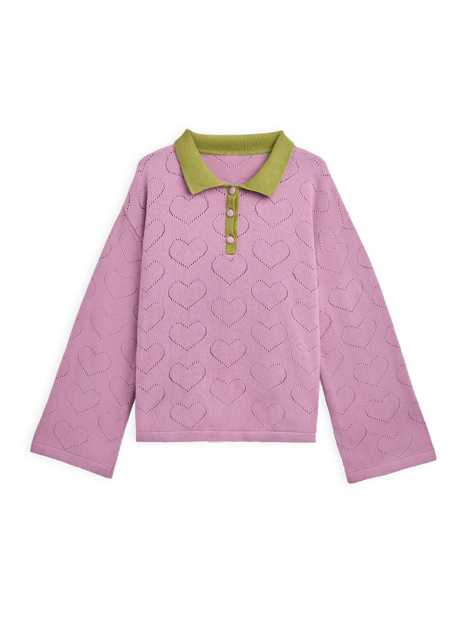 women's cotton sweater - blush hearts