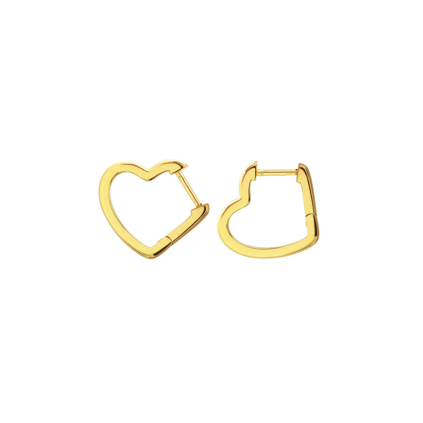 Open Heart Hinged Huggie Hoop Earrings