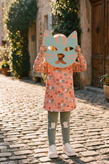 French Terry Dress Pink Cat Print
