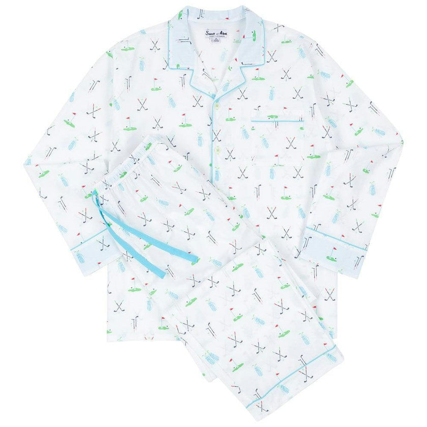 Men's Golf Long PJ Set - Organic Cotton Poplin