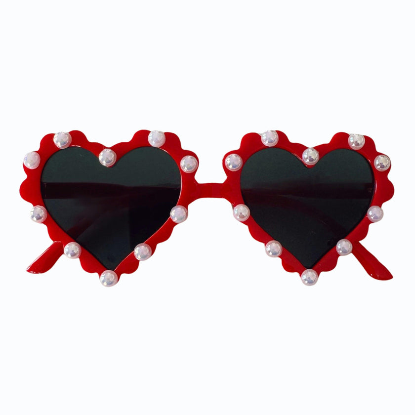 Red Heart Pearls Heart Sunnies