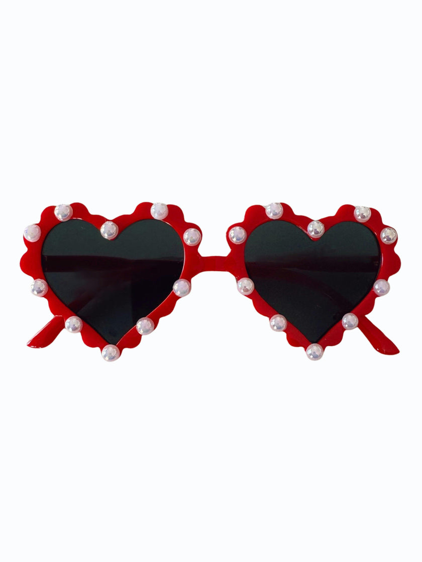 Red Heart Pearls Heart Sunnies