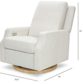 Crewe Electronic Recliner and Swivel Glider in Fog Chatham Stripe Light Wood Base