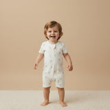 Organic Short Zip Romper - Ice Cream