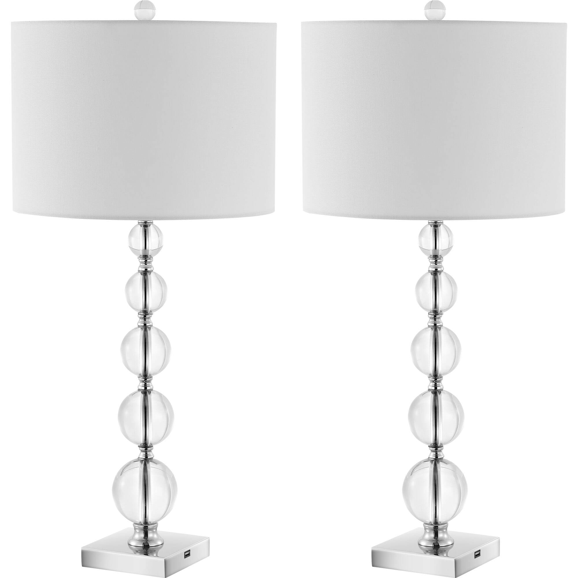 Liam Stacked Crystal Ball Lamps With USB Port
