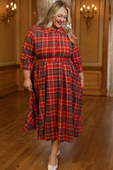 Amber 3/4 Sleeve Dress in Christmas Cheer Plaid