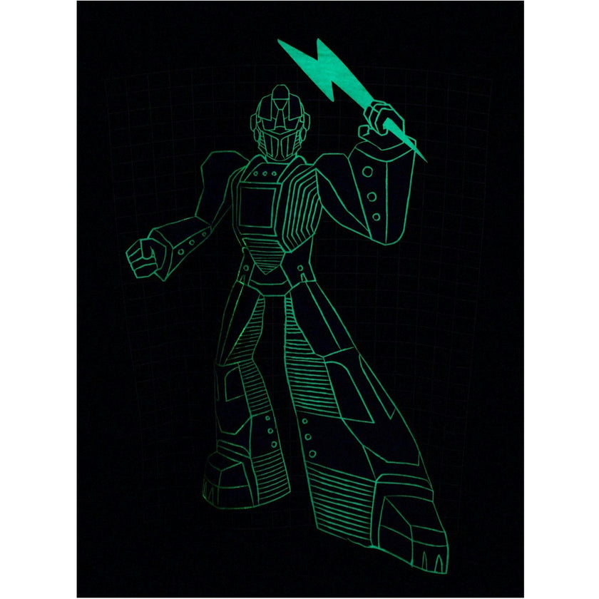Glow Robot Layered Sleeve Tee, Black