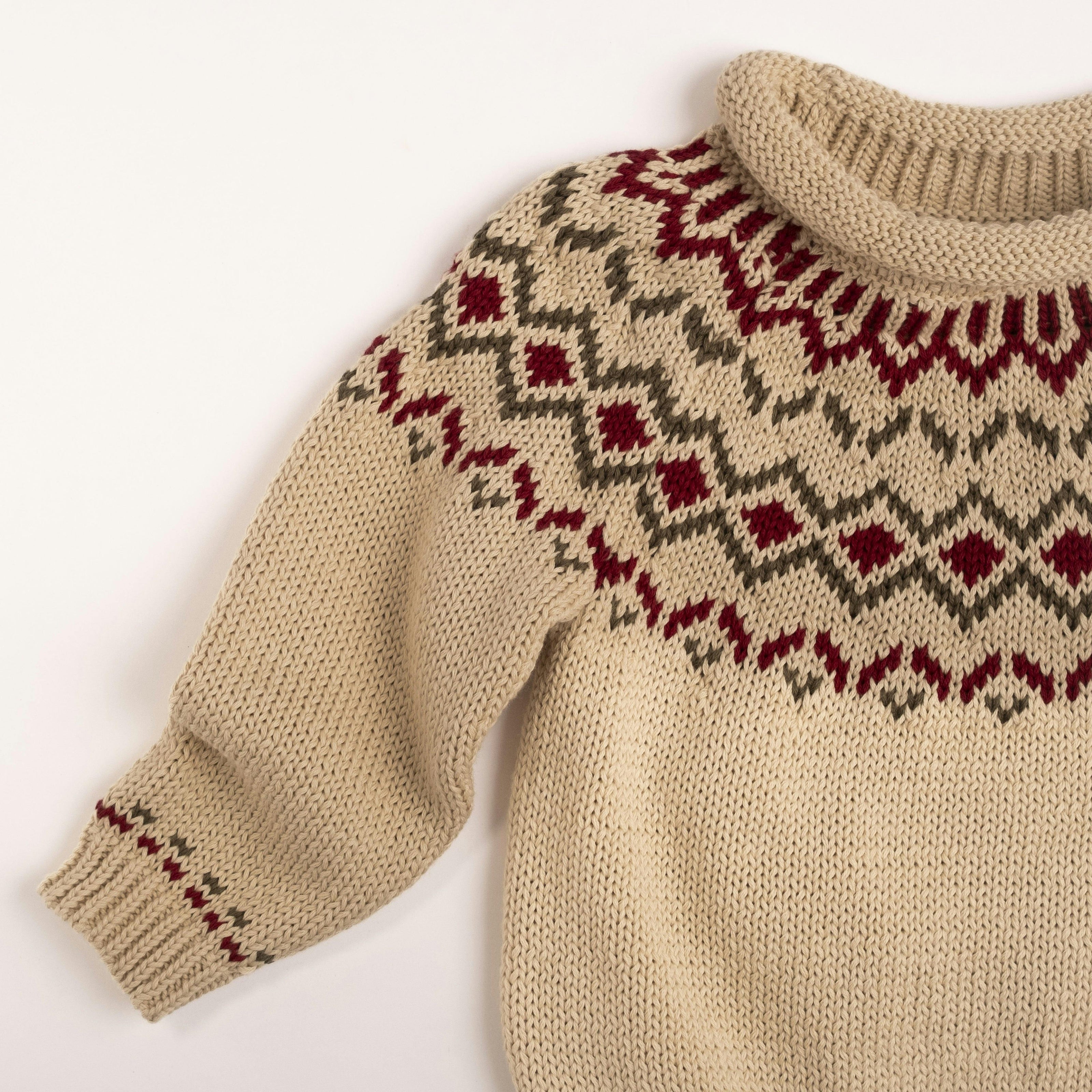 Intarsia Sweater in Ecru