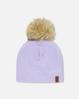 Stretch Jersey Hat Purple With Pompom