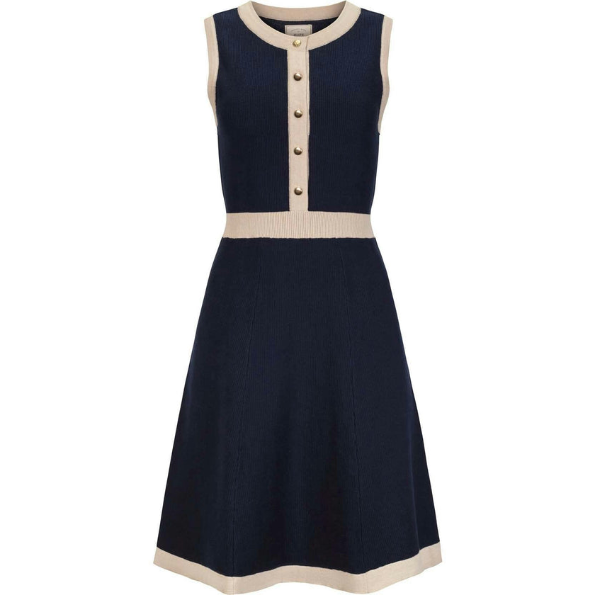 Organic Sleeveless Button Front Sweater Dress, Blue