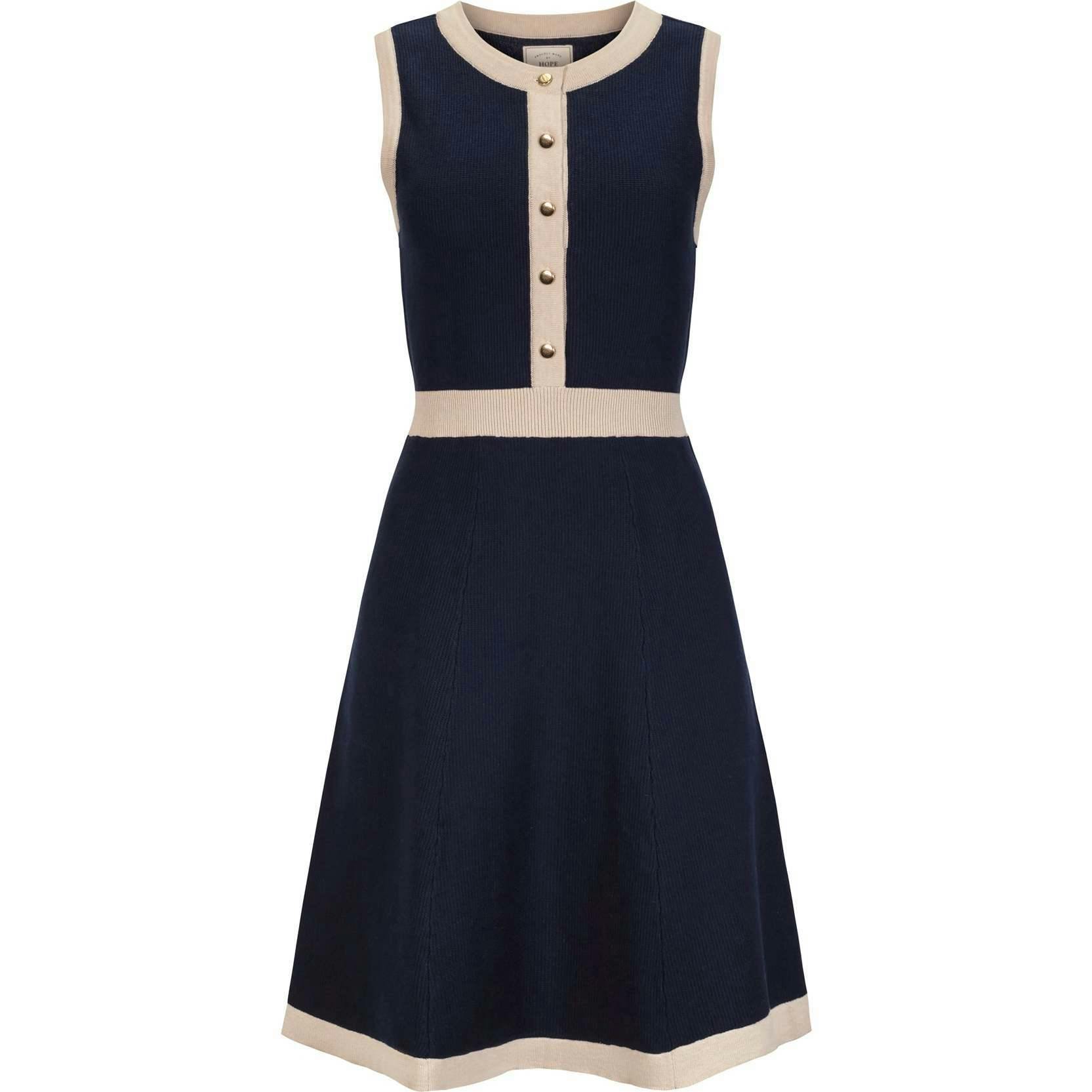 Organic Sleeveless Button Front Sweater Dress, Blue