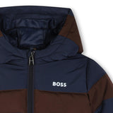 Navy Striped Padded Hooded Jacket