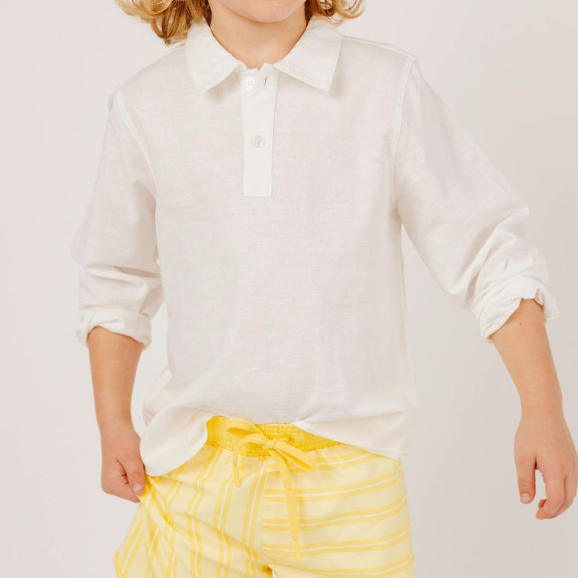 White Long Sleeve Pop Over Shirt