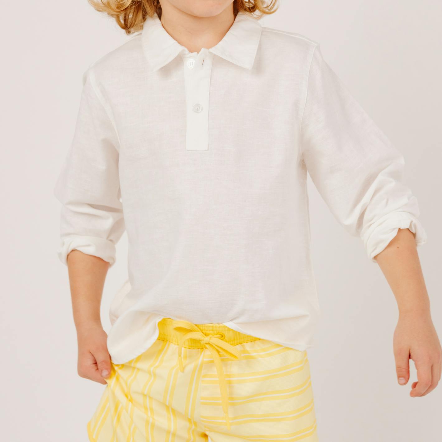 White Long Sleeve Pop Over Shirt