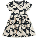 Short Sleeve Wrap Neck Dress, Black