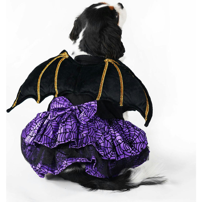 BAT WINGS PURPLE DRESS, Black
