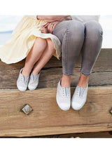 Hampton Canvas Plum Print Plimsolls in Silver