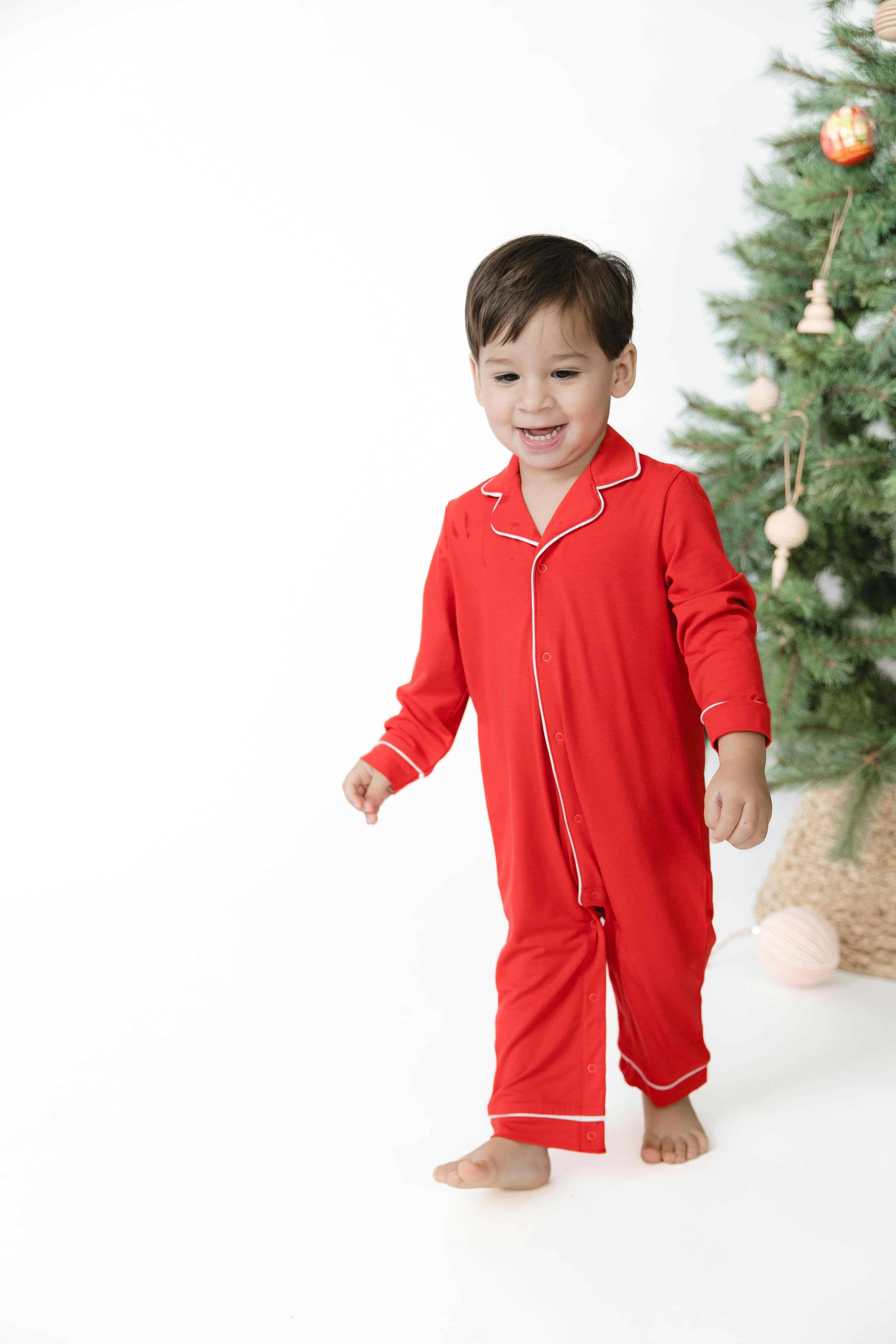 Ribbon Red - Knit Flame Resistant Long Sleeve Coat Style Romper