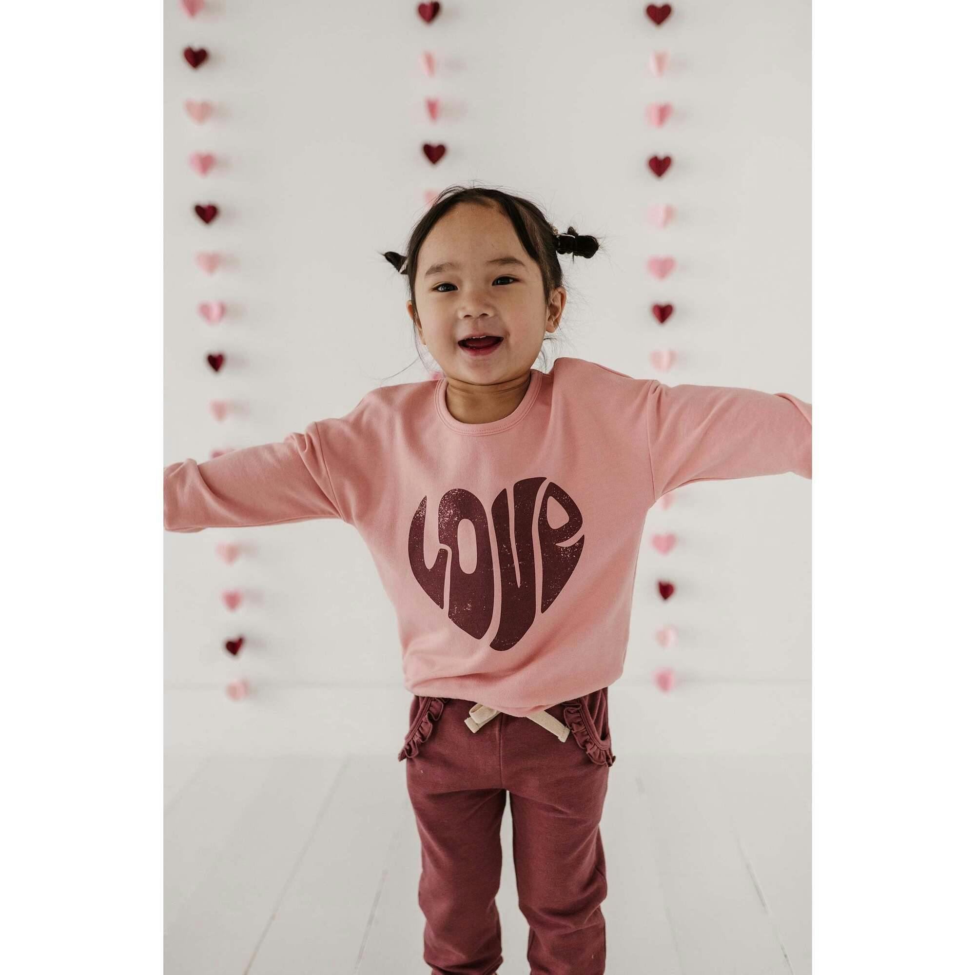 Drop-Shoulder Pullover Love in Rose Brown